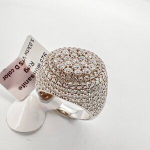 925 Sterling Sliver Moissanite Circle Elevated Ring, 5.03ctw VVS Stones Hip Hop
